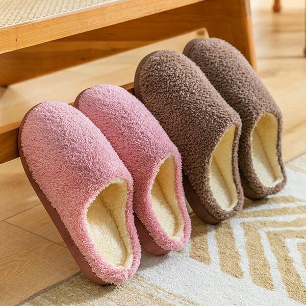 

slippers winter fall plush warm home flat lightweightsoftcomfortable slipperswomen'scottonshoes indoor pantuflas de mujer, Black