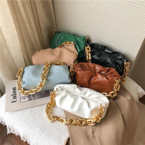 

stone pattern small pu leather armpit bags for womens 2021 shoulder handbags female travel lady party bag thick chain totes