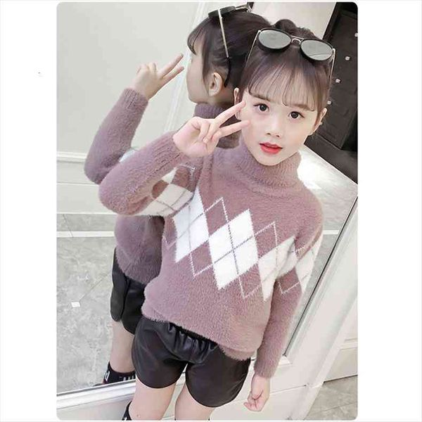 

fashion children sweaters knit girls turtleneck sweater thick fleece, Blue