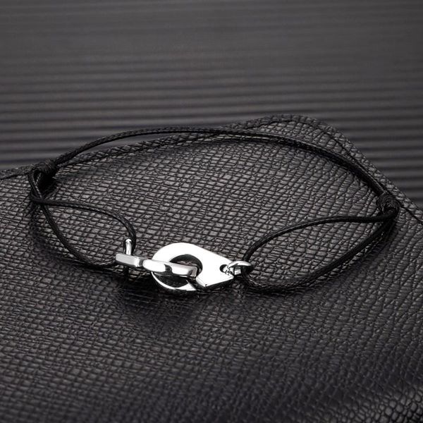 

charm bracelets mkendn fashion stainless steel handcuff bracelet adjusstable lace up men women leather wax line diy couple, Golden;silver