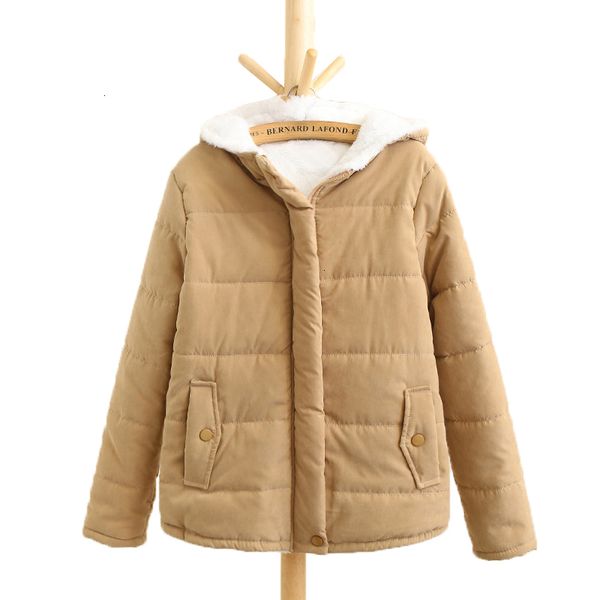 

2021 new parker woman hoodie plus velvet cotton quilted with winter jacket outerwear solid color jackets ivlf, Black