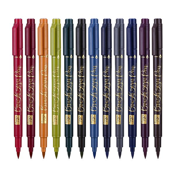 

12 Color/set Write Brush Pen Calligraphy Marker Pens Set Drawing Painting Watercolor Art Brush Pen