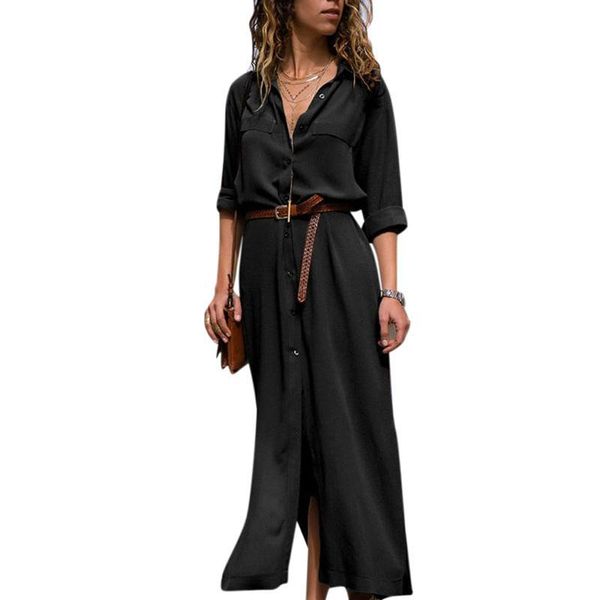 

casual dresses missky women dress fashionable long sleeve party leisure shirt for 2021, Black;gray