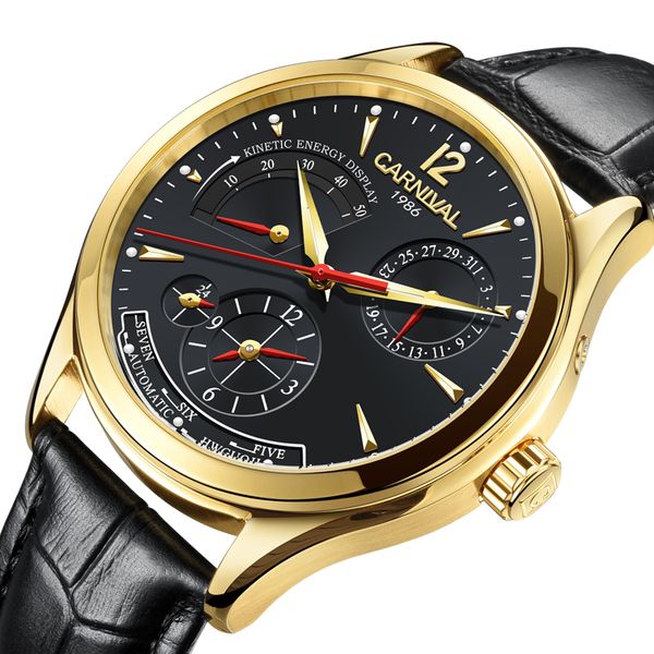 

relogio masculino carniva brand luxury watch sapphire reloj hombre luminous waterproof automatic mechanical watches men, Slivery;brown
