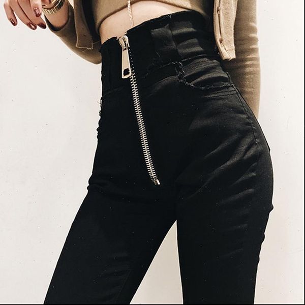 

high waist black women jeans korean fashion woman elastic stretch jeans female washed denim skinny pencil street cotton jeans, Blue
