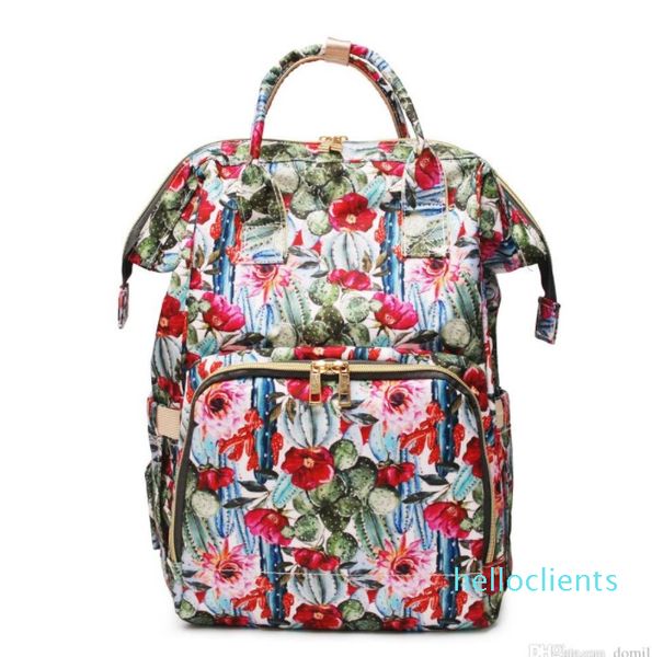 

cactus flower shoulder bag wholesale blanks large capacity cactus diaper backpack floral mummy baby care nappy bag