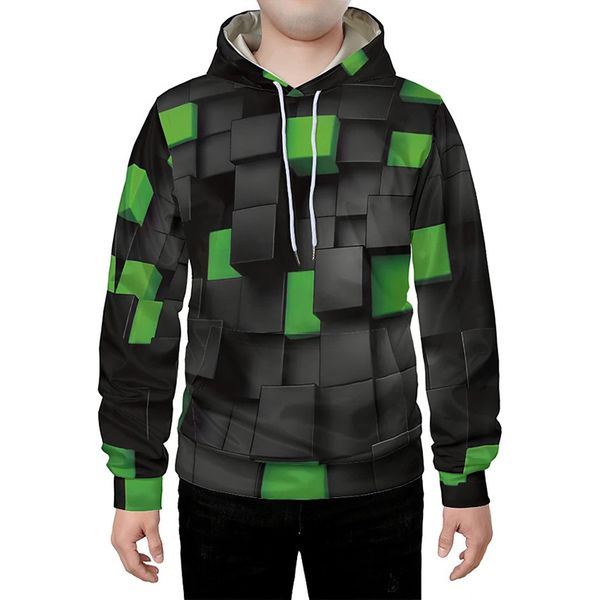 

personalized space square men's 3d printing hoodie visual impact party punk gothic round neck american sweatshirt hoodie, Black