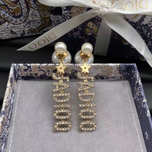 

aaa designer jewelry dijia's new gold letters in 2021 fashion simple pearl tassel earrings, Silver
