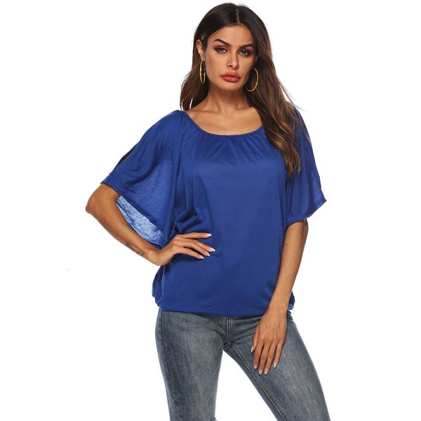 

women tshirts casual solid color hollowed out batwings sleeves female summer loose fit thin pullover, White