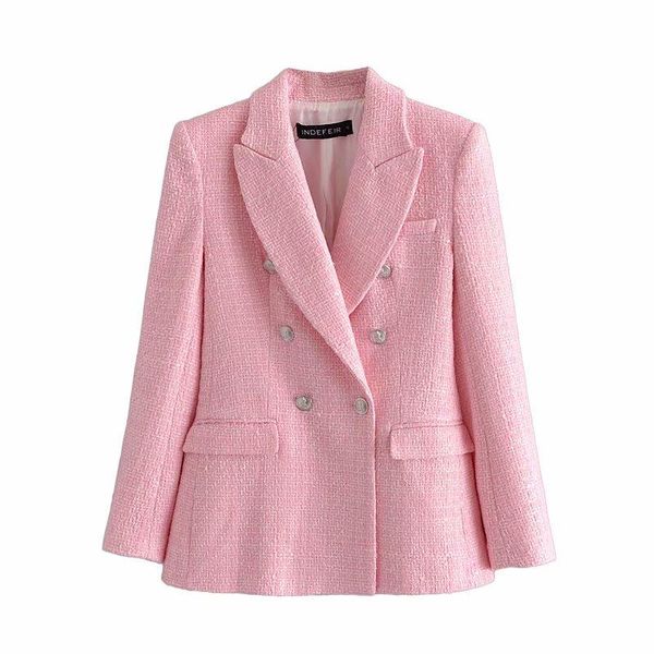 

women's suits & blazers 2021 women fashion spring patch pocket texture double-breasted small fragrant style suit long sleeve jacket str, White;black