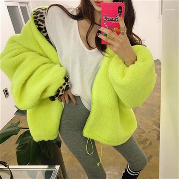 

women's down & parkas coat 2021 korean style solid color patchwork leopard jackets hooded collar loose 5a0391, Black