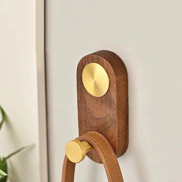 

hooks & rails punching hook black walnut wood material el household shower room creative simple modern coat cap storage accessories