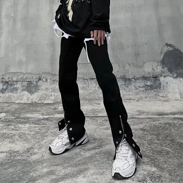 

men's pants 2021 casual trousers black cargo zipper hip hop male high street streetwear men jogging kpop clothes