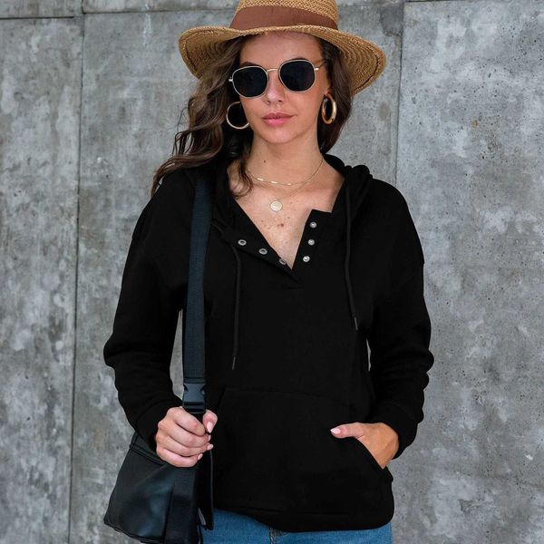 

casual dresses autumn european and american women's fashions rolled long sleeve solid color pullover with hood l57y, Black;gray