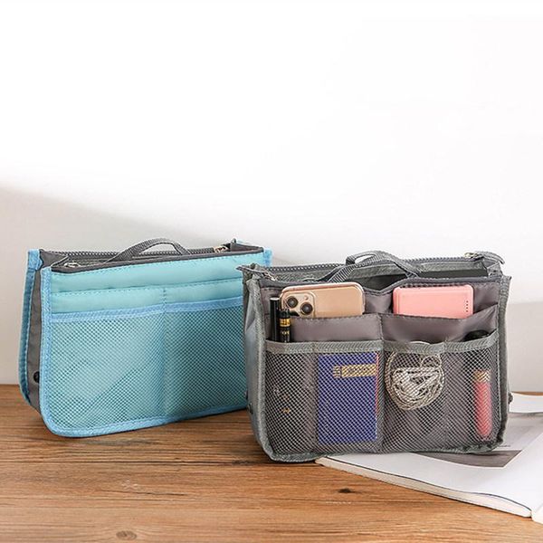 

storage bags pockets multiple functional handbag portable female fashionable zipper travel insert grooming nylon cosmetic bag