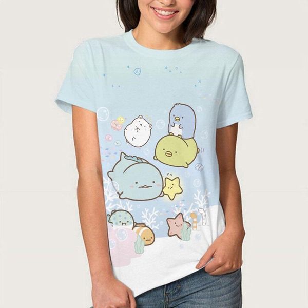 

women's t-shirt cute cartoon t shirts summer women sumikko gurashi 3d t-shirts short sleeves female casual tshirts camiseta muj, White