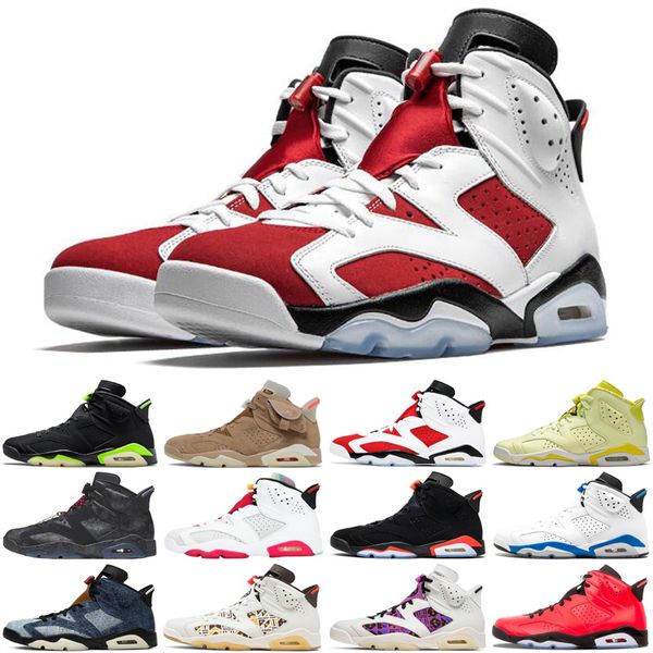 

2021 6 6s mens shoes electric green carmine british khaki infrared singles day men trainers sports sneakers