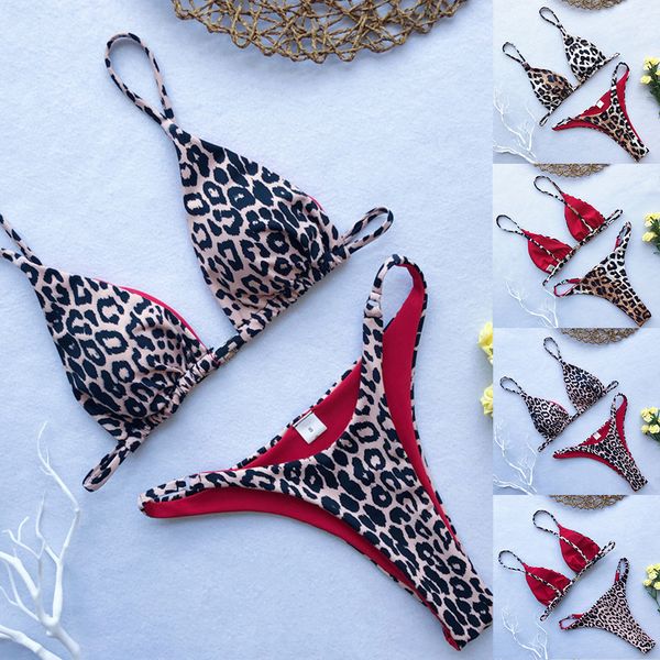 

3Pieces/Lot Women Sexy Leopard Print Bikini Set Soft Comfortable Breathable High Elastic Swimsuit Two Piece Low Waist Swimwear, Beige