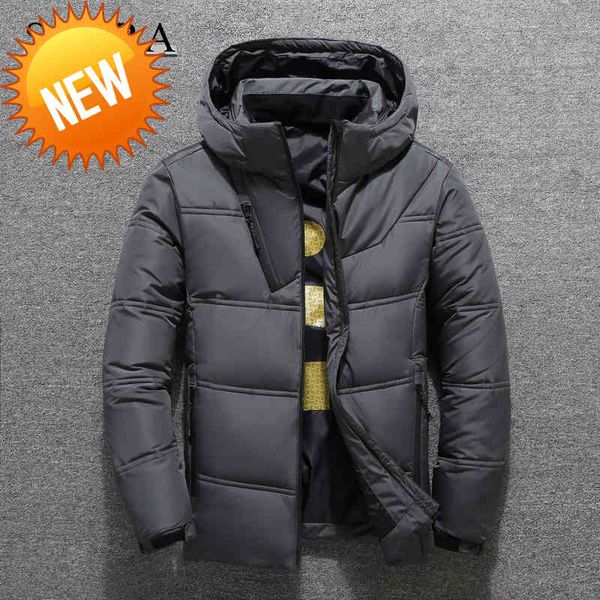 

satra 2021 new arrival men white duck down hooded jackets ,men's winter thick warm parka overcoat, Black
