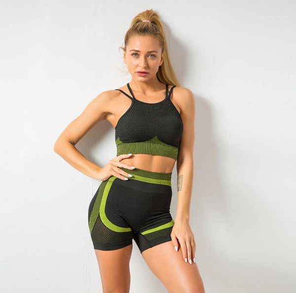 

2pcs tracksuits womens sleeveless quick dry yoga sports sets new sports bra vest pants suits ladies, Gray