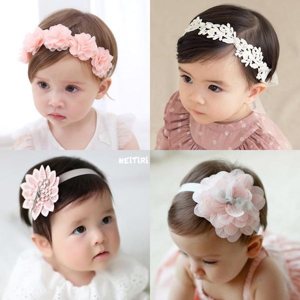

hair accessories girls' headdress with baby cute po artifact big flower headband kids, Slivery;white