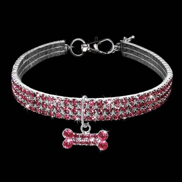 

dog apparel 1pcs rhinestone stretch line pet necklaces cat crystal collars accessories supplies