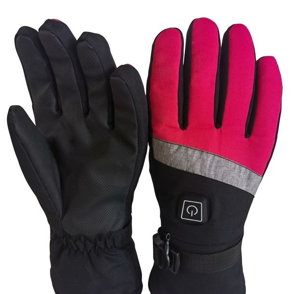 

women's three gear temperature control battery electric heating gloves winter warm riding outdoor cold proof ski, Black