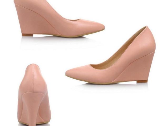 

women's shoes in spring and autumn slope heel pointed end @240, Black