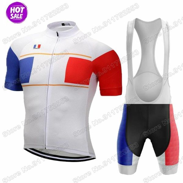 

racing sets france team 2021 mens cycling jersey set summer bicycle clothing road bike shirts suit bib shorts mtb ropa maillot, Black;blue