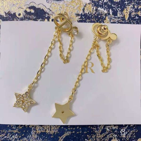 

luxury jewelry 2021 new pearl star full diamond high version 925 silver pin earrings for girlfriend, Golden