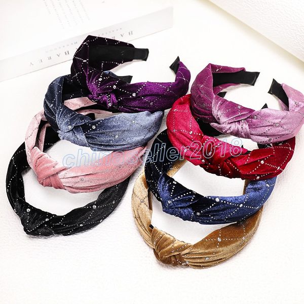 

fashion rhinestone headbands bezel velvet hair bands for women hair clips turban headband girls hair accessories hairpin opaska do wlosow, Silver