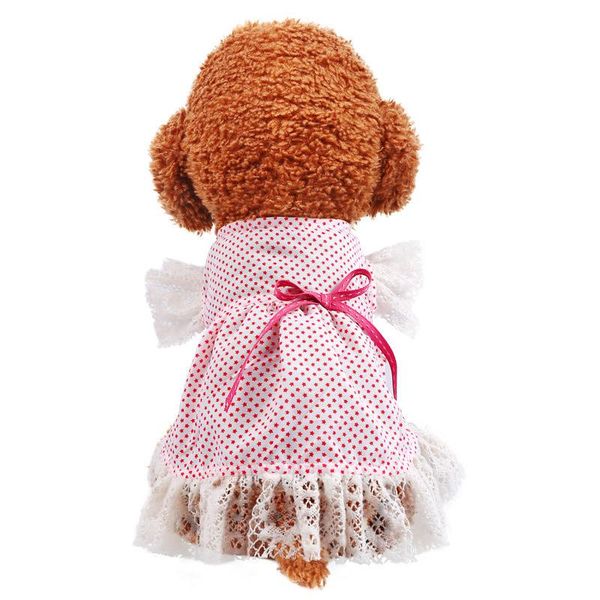 

dog apparel summer clothes pet princess style dress little stars printing lace decoration girl skirts pink color