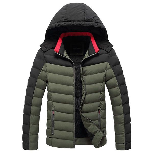 

men's down & parkas men 2021 winter casual warm thick waterproof jacket outwear fashion pockets windproof hat parka, Black