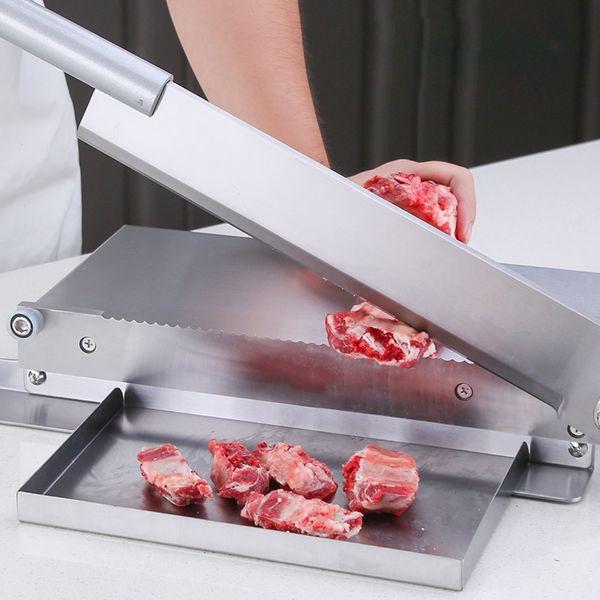 16-Zoll-Knochenschneidemaschine aus Edelstahl, manuelle Fleischschneidemaschine zum Schneiden von Traber/Rippen/Fisch/Fleisch/Rindfleisch