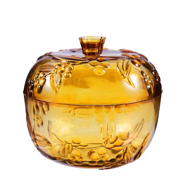 

1 pc nordic style plate portable simple storage bowl with lid (golden)