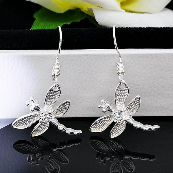 

dangle & chandelier trendy cute insect fairy dragonfly earrings for women simple silver color zircon inlaid drop statement christmas