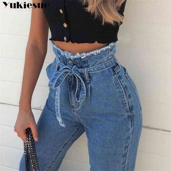 Mulheres de cintura alta calça jeans sexy denim harem calças jeans womens streetwear solto preto mais tamanho 210922