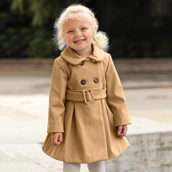 

jackets wool blends windbreaker for girls coat autumn winter children outerwear fashion long sleeve 1-6 years kids jacket 2021, Blue;gray