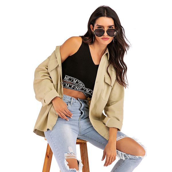 

2021 new women's polyester casual coat, long sleeve embroidery, with everything, french alphabet, design, autumn and winter, kg13, Black;brown