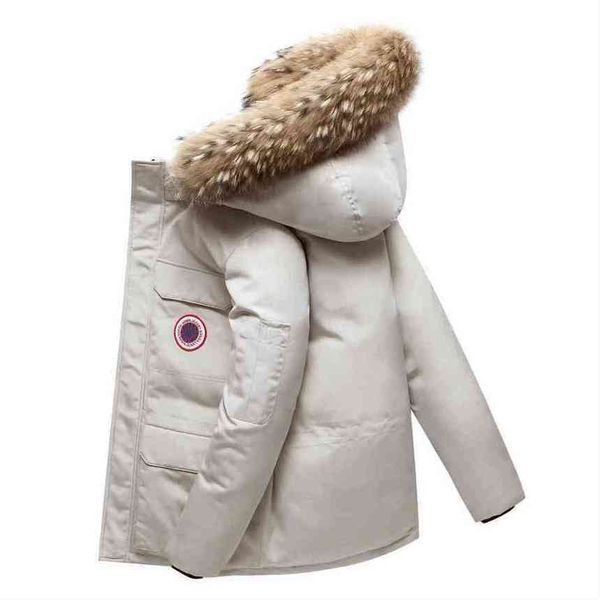 

winter fashion canadian map table goode couple outdoor work clothes down jacket men's trend wool collar thickened gooses s-3xl, Black