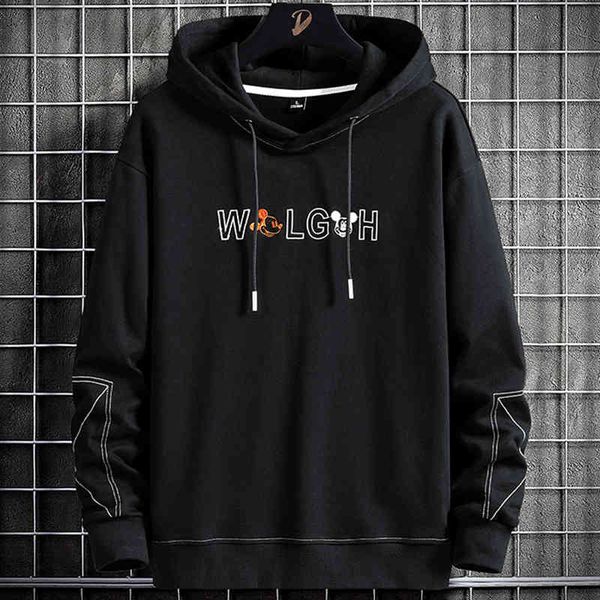 

men's hoodies & sweatshirts autumn black oversized hoodie of men fashion embroidered streetwear hip hop with manly sweaters size cotton