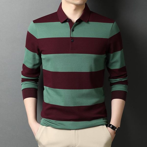 

men's t-shirts brand spring autumn arrival business casual striped long sleeve soft pure cotton t shirt men, White;black