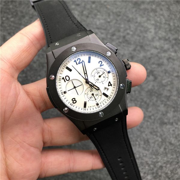 

new selling luxury men's sports watch leather rubber mens casual high-quality quartz watches multi-function running seconds orologio di, Slivery;brown
