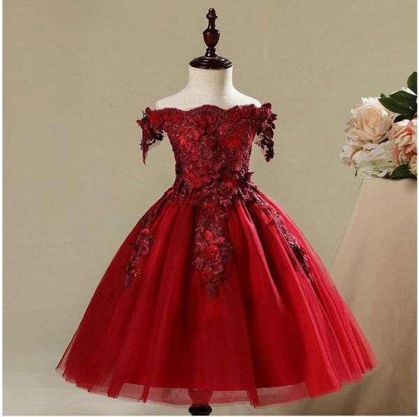 

girl's dresses red tulle dress for baby christening gown 1 st birthday party girl baptism toddler infant princess wedding vestido, Red;yellow