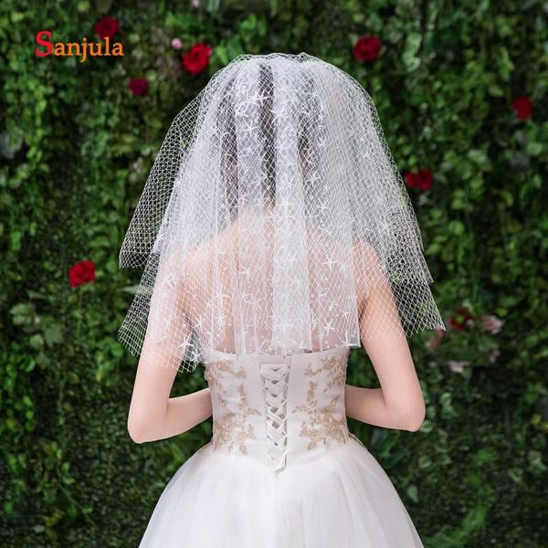 

bridal veils layers sliver sea stars wedding short ivory with comb shoulder length accessories v106, Black