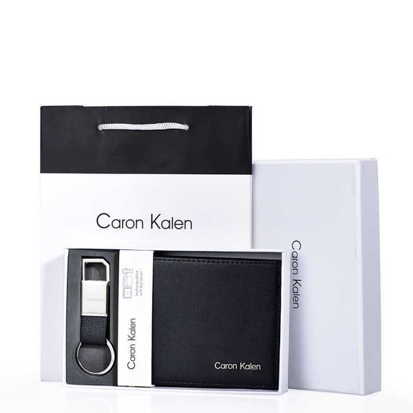 

caron kalen short men's wallet key chain set business, Black