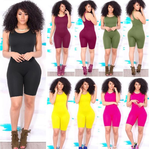 

women's jumpsuits & rompers ladies casual sleeveless bodycon bodysuit summer solid color fashion women bodysuits clothing, Black;white
