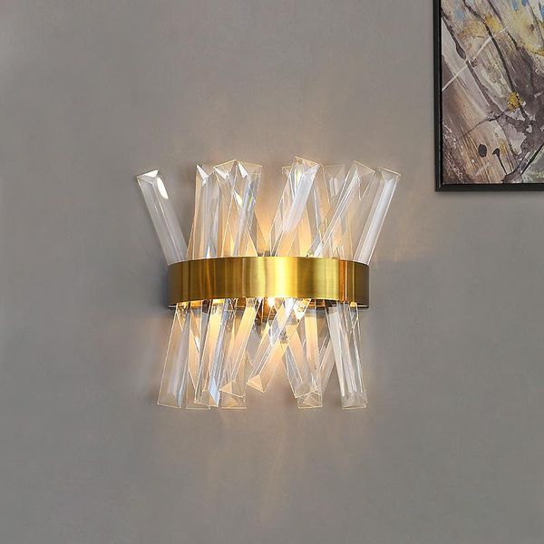 

wall lamp modern crystal sconce luxury gold light fixtures bedside living room bathroom lamps
