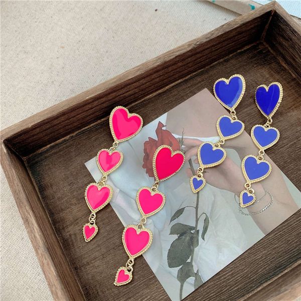 

hbp fashion elegant style 925 silver needle long love with peach heart simple and versatile temperament net red earrings girl