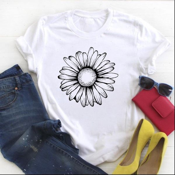 

women flower simple fashion 90s short sleeve print summer female tshirt womens t tee ladies shirt clothes graphic t shirt, White